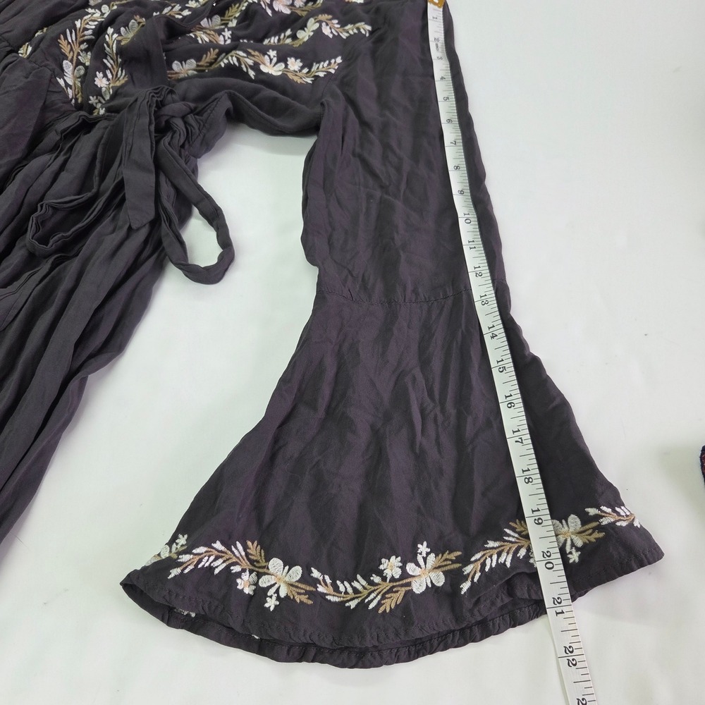 Jodifl Wrap Maxi Dress Womens Small‎ Charcoal Gray Floral Embroidered Boho J3292 - Picture 8 of 11